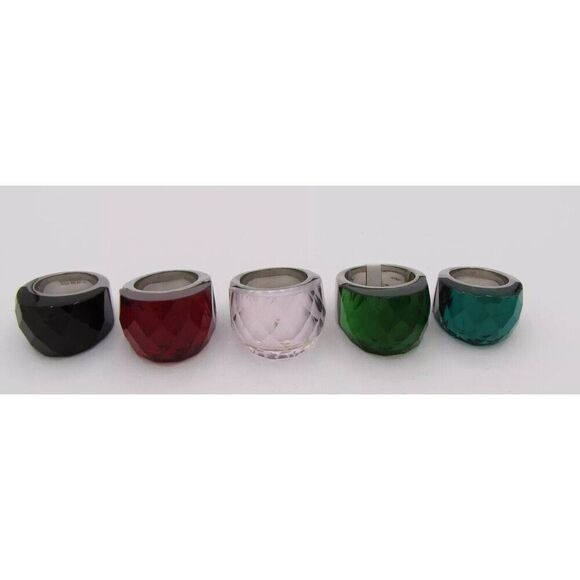 Beautiful Stainless Steel Glass Chunky Pink Chrystal Ring  Size 7 - Picture 4 of 5